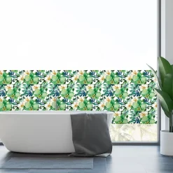 Ambiance Sticker Film Fenêtre Anti Regard Occultant - ORCHIDÉE VERTE XL - Stickers pour Vitres & Porte de Douche - 40X200cm