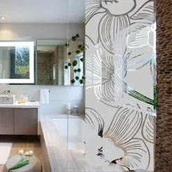 Ambiance Sticker Film Fenêtre Anti Regard Occultant - FLEUR D'ORCHIDÉE 1 - Stickers Autocollant Brise-Vue pour Vitre & Porte de Douche - 55x185cm