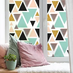 Ambiance Sticker Film Fenêtre Anti Regard Occultant - TRIANGLES SCANDINAVES - Stickers pour Vitres & Porte de Douche - 40x100cm