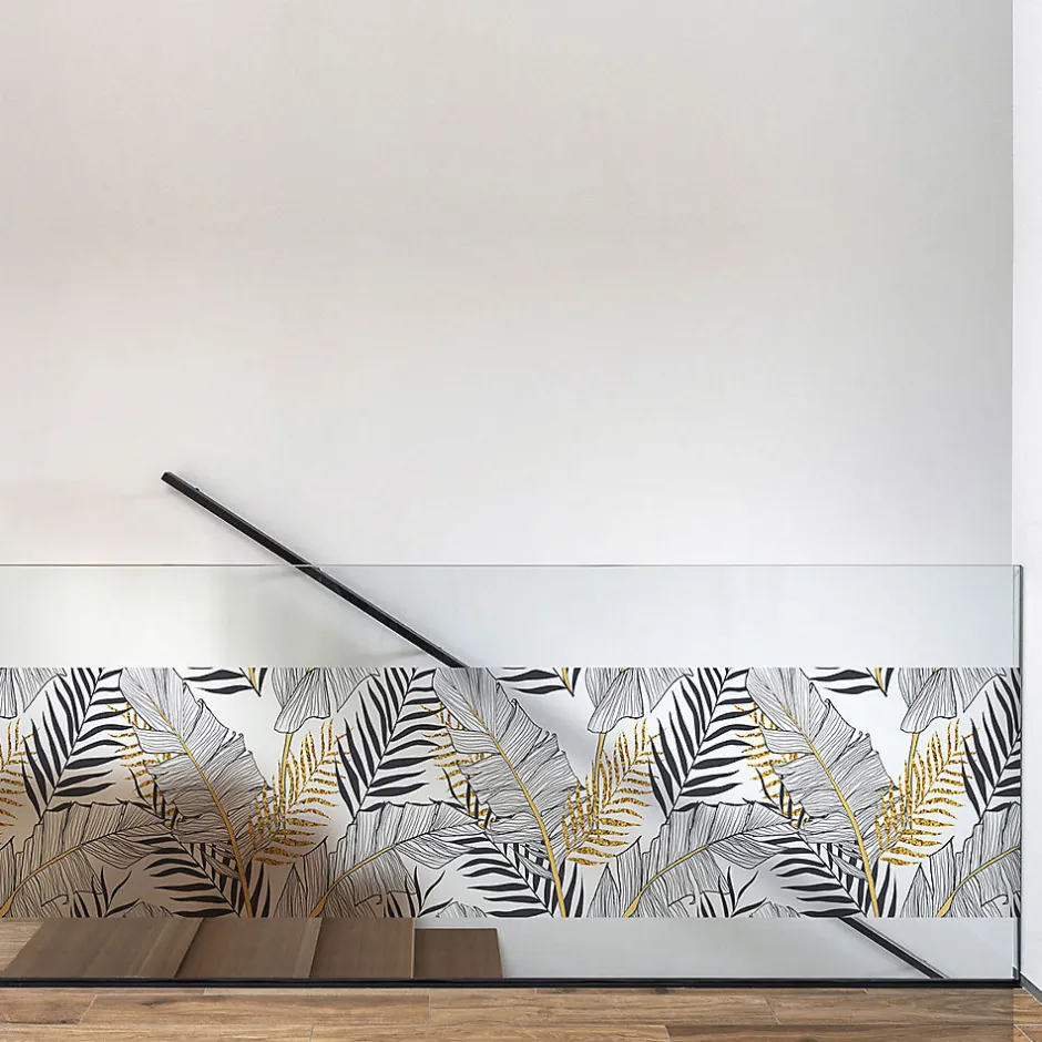 Film Fenêtre Anti Regard Occultant - FEUILLES DE PALMIER CHIC - Stickers pour Vitres & Porte de Douche - 40x200cm-Ambiance Sticker Hot