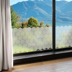 Ambiance Sticker Film Fenêtre Anti Regard Occultant - HEXAGONES - Stickers pour Vitre & Porte de Douche - 50 x 90 cm -50 stickers hexagones 10x9 cm