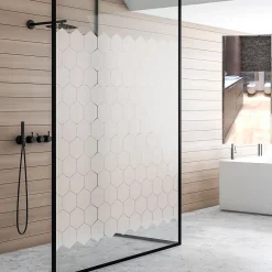 Ambiance Sticker Film Fenêtre Anti Regard Occultant - HEXAGONES - Stickers pour Vitre & Porte de Douche - 50 x 90 cm -50 stickers hexagones 10x9 cm