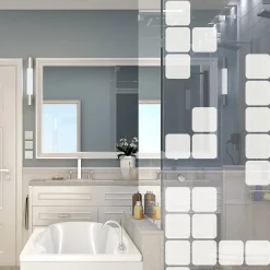 Ambiance Sticker Film Fenêtre Anti Regard Occultant - JEUX DE CUBES - Stickers Autocollant Brise-Vue pour Vitre & Porte de Douche - 150x45cm