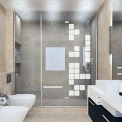 Ambiance Sticker Film Fenêtre Anti Regard Occultant - JEUX DE CUBES - Stickers Autocollant Brise-Vue pour Vitre & Porte de Douche - 150x45cm
