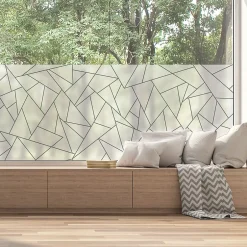 Film Fenêtre Anti Regard Occultant - MOTIF GÉOMÉTRIQUE GRIS LONG - Stickers pour Vitres & Porte de Douche - 40X200cm-Ambiance Sticker New