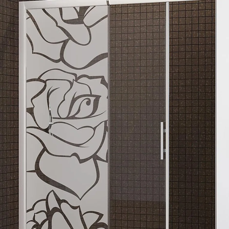 Ambiance Sticker Film Fenêtre Anti Regard Occultant - ROSES - Stickers Autocollant Brise-Vue pour Vitre & Porte de Douche - 120x35cm