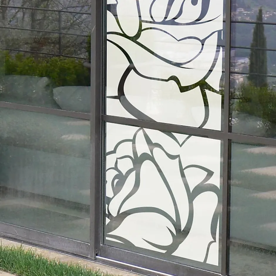 Ambiance Sticker Film Fenêtre Anti Regard Occultant - ROSES - Stickers Autocollant Brise-Vue pour Vitre & Porte de Douche - 120x35cm