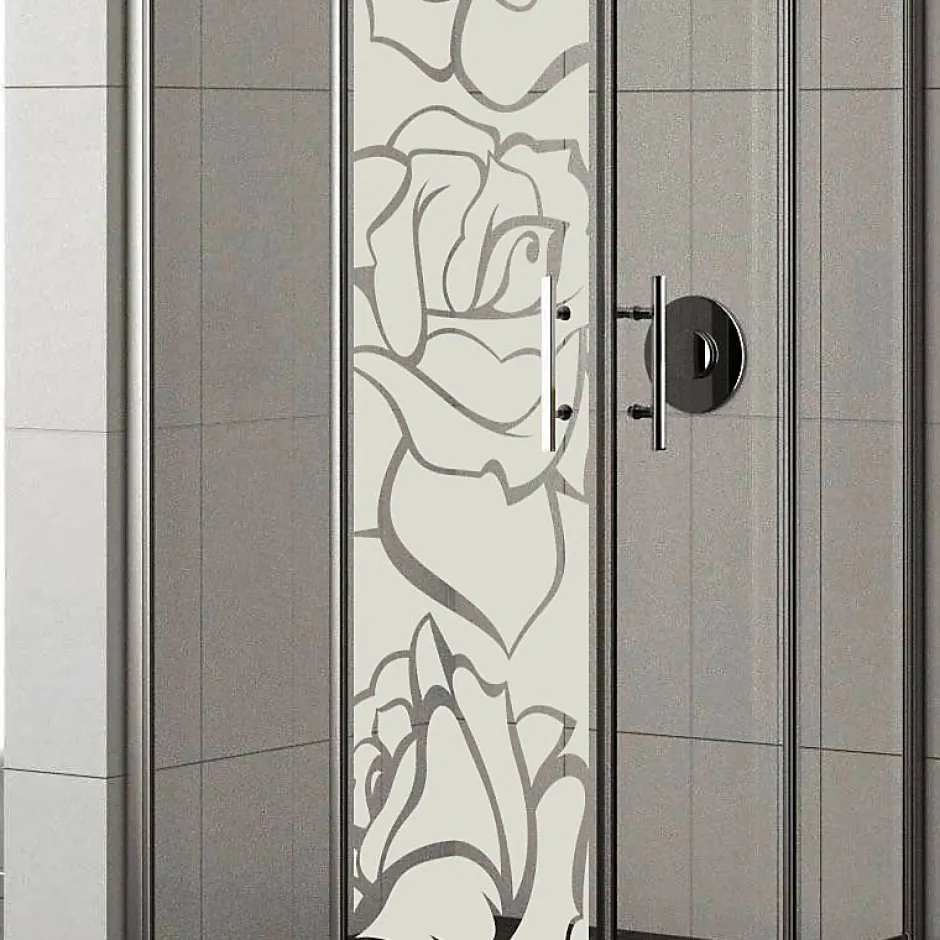 Ambiance Sticker Film Fenêtre Anti Regard Occultant - ROSES - Stickers Autocollant Brise-Vue pour Vitre & Porte de Douche - 120x35cm
