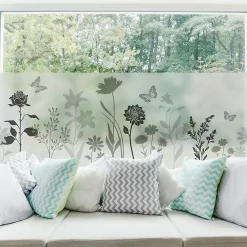 Film Fenêtre Anti Regard Occultant - FLEURS CHAMPÊTRE - Stickers pour Vitres & Porte de Douche - 40x100cm-Ambiance Sticker Outlet