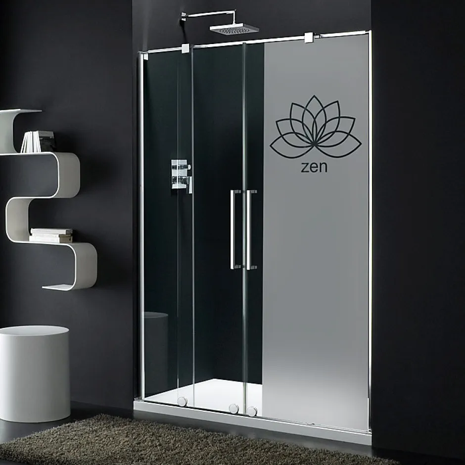 Film Fenêtre Anti Regard Occultant - ZEN FLEUR DE LOTUS - Stickers Autocollant Brise-Vue pour Vitre & Porte de Douche - 150x45cm-Ambiance Sticker Outlet