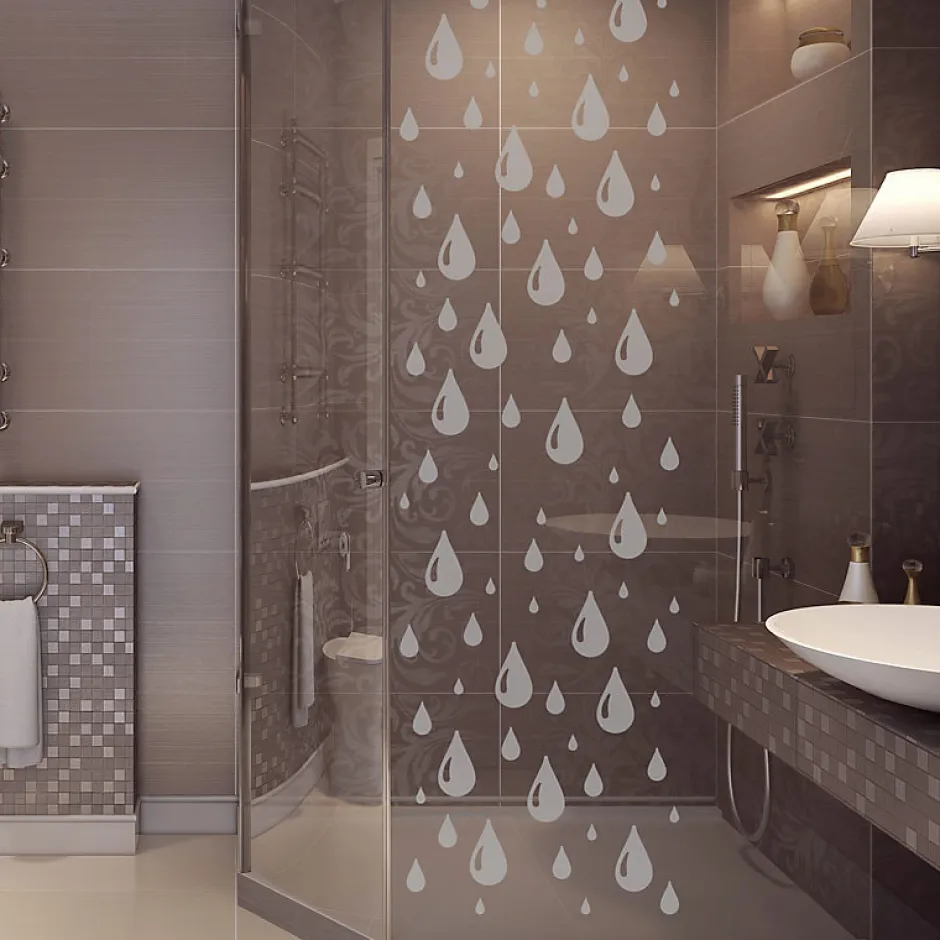 Ambiance Sticker Film Fenêtre Anti Regard Occultant - DOUCE PLUIE - Stickers Autocollant Brise-Vue pour Vitre & Porte de Douche - 150x45cm