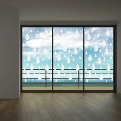 Ambiance Sticker Film Fenêtre Anti Regard Occultant - DOUCE PLUIE - Stickers Autocollant Brise-Vue pour Vitre & Porte de Douche - 150x45cm