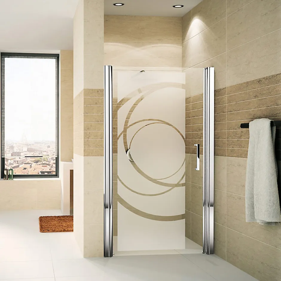 Film Fenêtre Anti Regard Occultant - COURBES DESIGN - Stickers Autocollant Brise-Vue pour Vitre & Porte de Douche - 145x55cm-Ambiance Sticker Hot