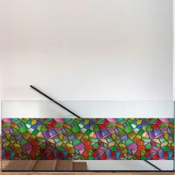 Ambiance Sticker Film Fenêtre Anti Regard Occultant - VITRAIL MULTICOLOR - Stickers pour Vitres & Porte de Douche - 40x200cm