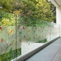 Ambiance Sticker Film Fenêtre Anti Regard Occultant - OISEAUX DANS LA FORÊT - Stickers pour Vitres & Porte de Douche - 40x200cm