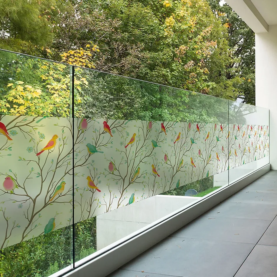 Ambiance Sticker Film Fenêtre Anti Regard Occultant - OISEAUX DANS LA FORÊT - Stickers pour Vitres & Porte de Douche - 40x200cm