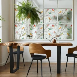 Ambiance Sticker Film Fenêtre Anti Regard Occultant - OISEAUX DANS LA FORÊT - Stickers pour Vitres & Porte de Douche - 40x200cm