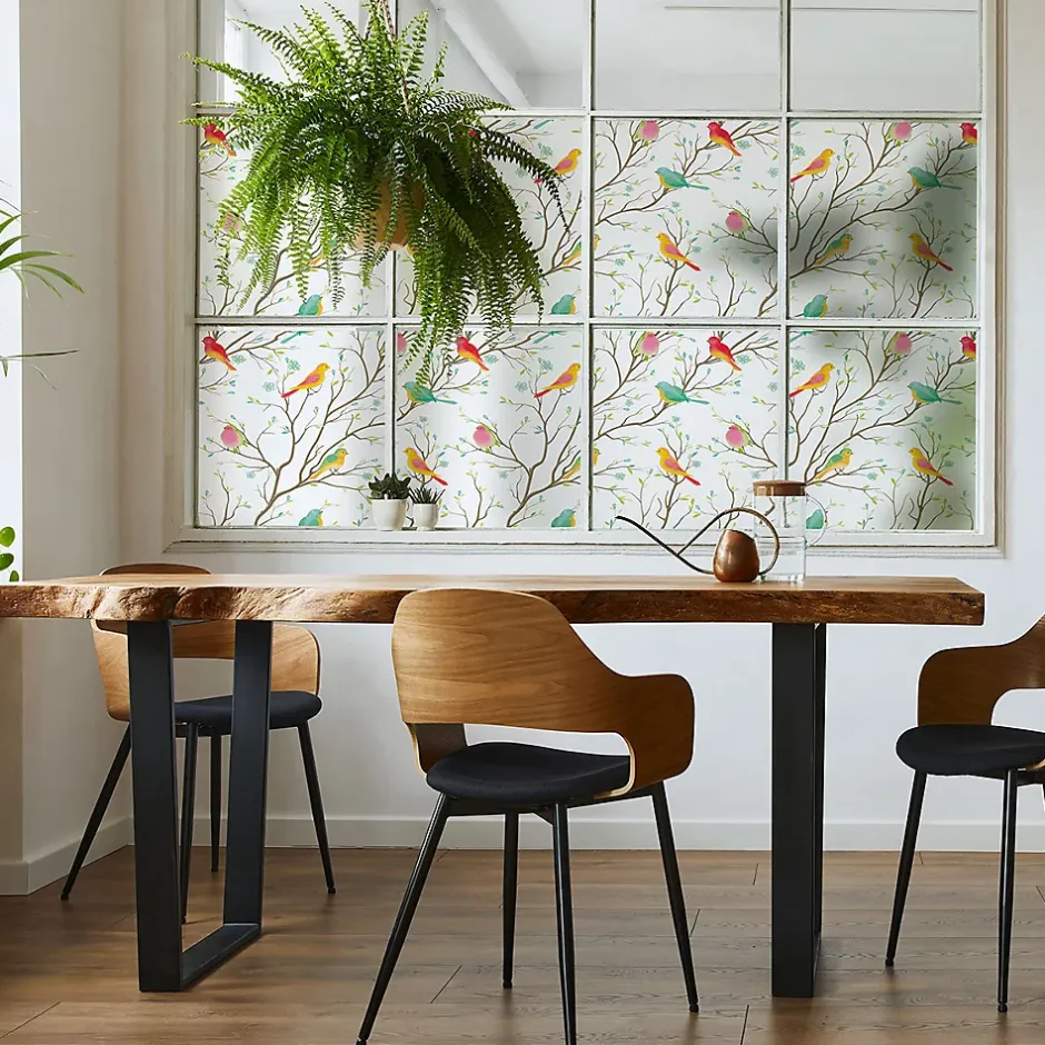 Ambiance Sticker Film Fenêtre Anti Regard Occultant - OISEAUX DANS LA FORÊT - Stickers pour Vitres & Porte de Douche - 40x200cm