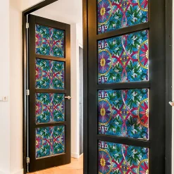 Film Fenêtre Anti Regard Occultant - VITRAIL LIANES ET FLEURS - Stickers pour Vitres & Porte de Douche - 40x100cm-Ambiance Sticker Best