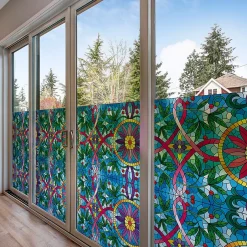 Film Fenêtre Anti Regard Occultant - VITRAIL LIANES ET FLEURS - Stickers pour Vitres & Porte de Douche - 40x100cm-Ambiance Sticker Best