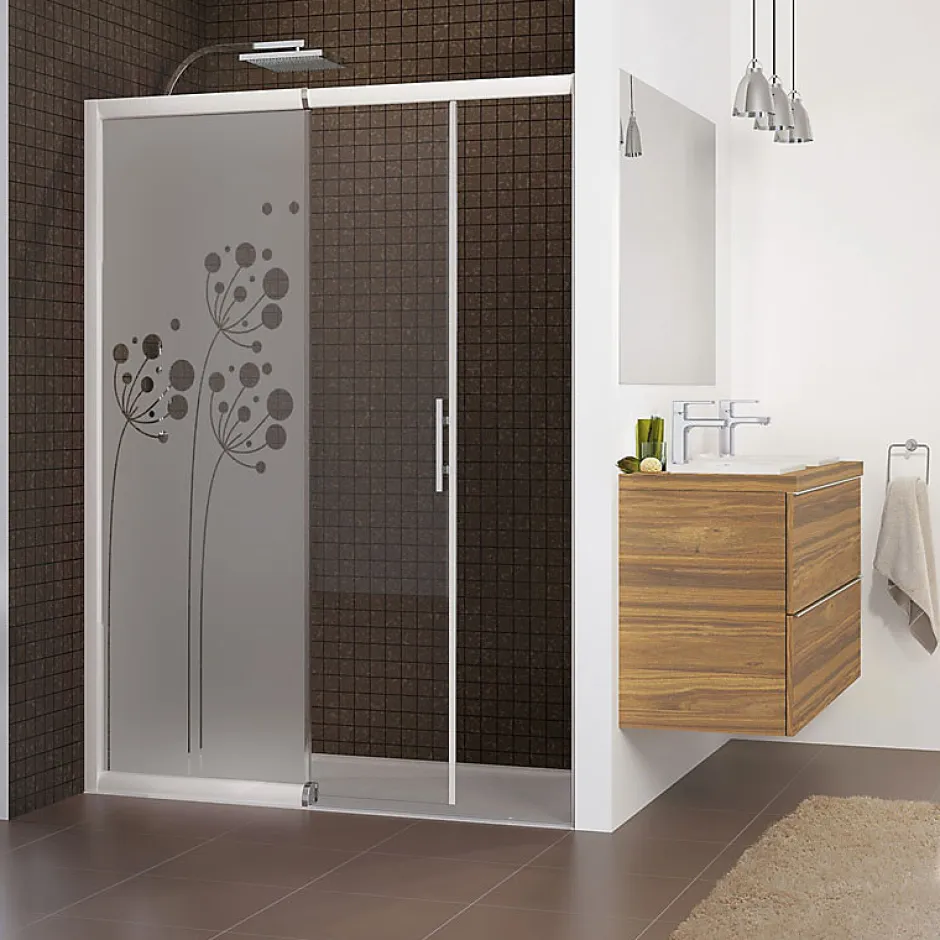 Ambiance Sticker Film Fenêtre Anti Regard Occultant - FLEURS ARTISTIQUES - Stickers Autocollant Brise-Vue pour Vitre & Porte de Douche - 145x55cm