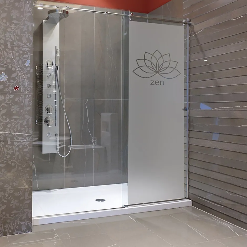 Ambiance Sticker Film Fenêtre Anti Regard Occultant - ZEN FLEUR DE LOTUS - Stickers Autocollant Brise-Vue pour Vitre & Porte de Douche - 185x55cm