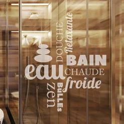 Ambiance Sticker Film Fenêtre Anti Regard Occultant - DOUCHE ZEN - Stickers Autocollant Brise-Vue pour Vitre & Porte de Douche - 100x80cm