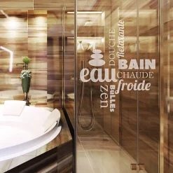 Ambiance Sticker Film Fenêtre Anti Regard Occultant - DOUCHE ZEN - Stickers Autocollant Brise-Vue pour Vitre & Porte de Douche - 100x80cm