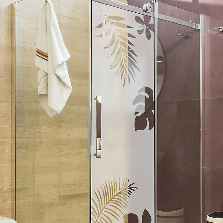 Ambiance Sticker Film Fenêtre Anti Regard Occultant - FEUILLES EXOTIQUES - Stickers Autocollant Brise-Vue pour Vitre & Porte de Douche - 150x45cm