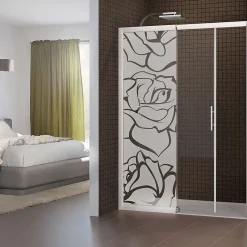 Film Fenêtre Anti Regard Occultant - ROSES - Stickers Autocollant Brise-Vue pour Vitre & Porte de Douche - 185x55cm-Ambiance Sticker Sale