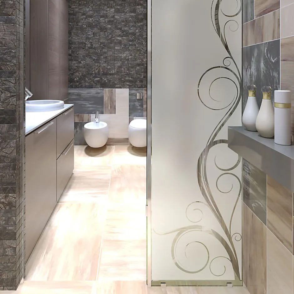 Ambiance Sticker Film Fenêtre Anti Regard Occultant - COURBES SÉDUISANTES - Stickers Autocollant Brise-Vue pour Vitre & Porte de Douche - 185x55cm