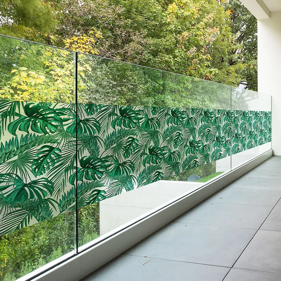 Ambiance Sticker Film Fenêtre Anti Regard Occultant - FEUILLES DE PALMIER - Stickers pour Vitres & Porte de Douche - 40x200cm