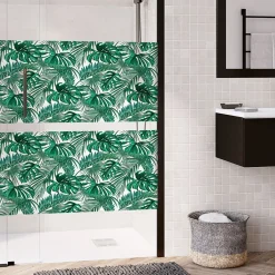 Ambiance Sticker Film Fenêtre Anti Regard Occultant - FEUILLES DE PALMIER - Stickers pour Vitres & Porte de Douche - 40x200cm