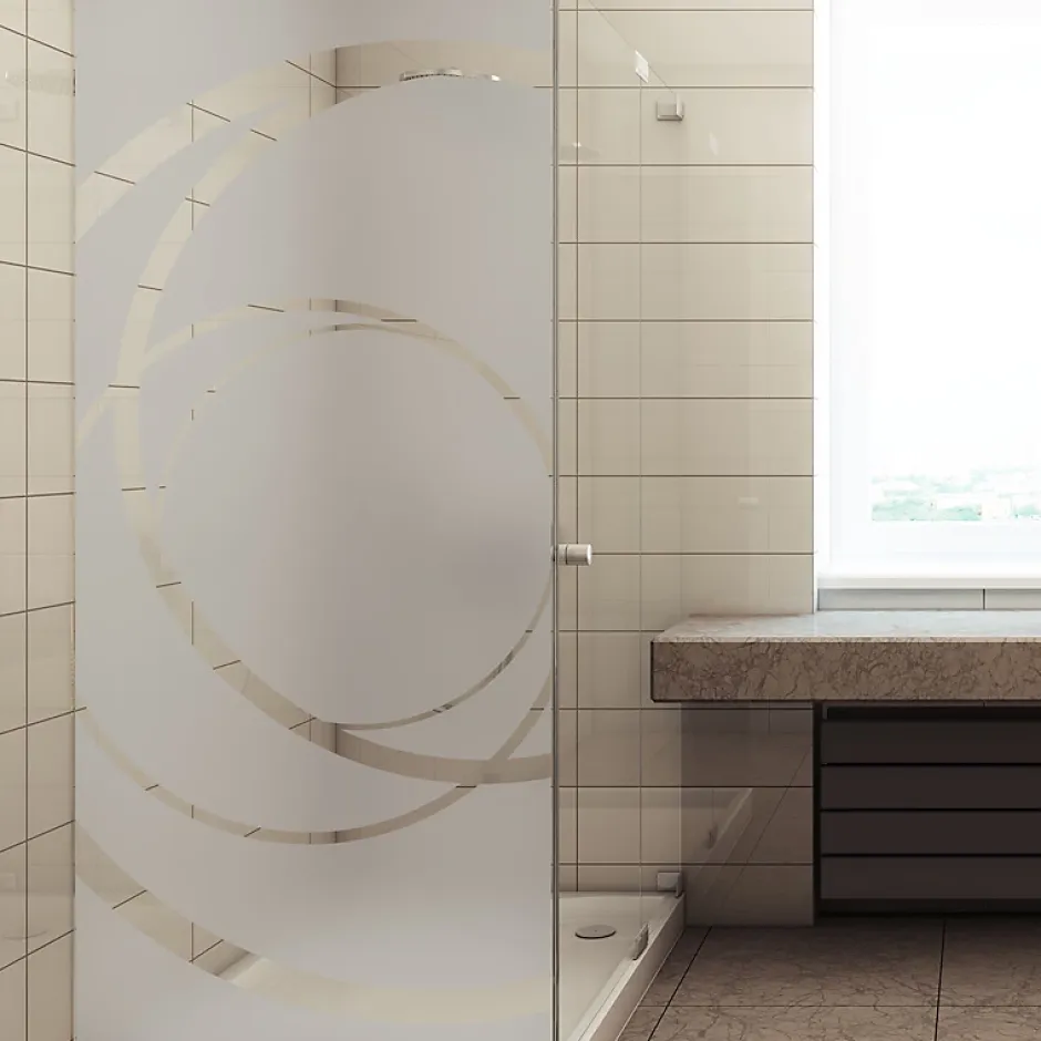 Film Fenêtre Anti Regard Occultant - COURBES DESIGN - Stickers Autocollant Brise-Vue pour Vitre & Porte de Douche - 95X35cm-Ambiance Sticker Sale