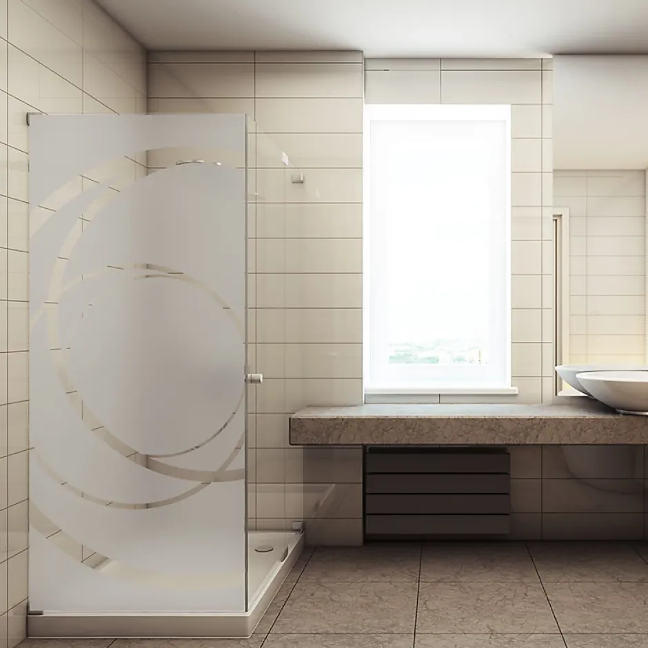 Film Fenêtre Anti Regard Occultant - COURBES DESIGN - Stickers Autocollant Brise-Vue pour Vitre & Porte de Douche - 95X35cm-Ambiance Sticker Sale