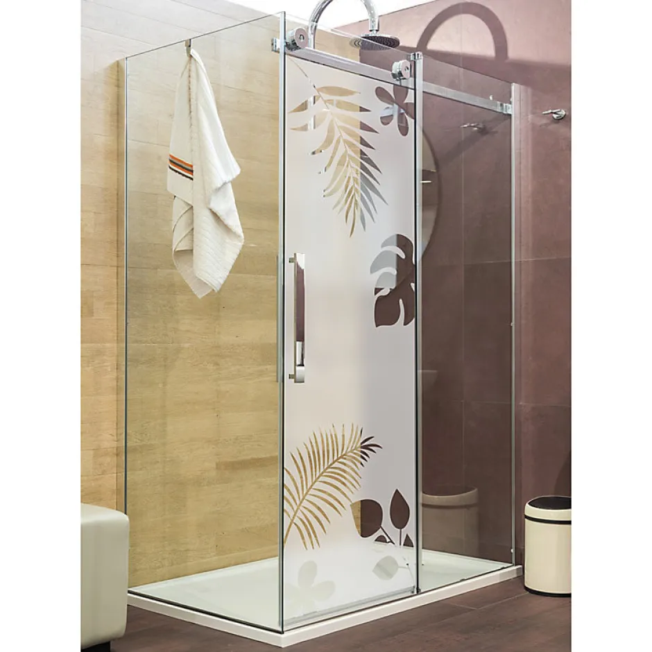 Film Fenêtre Anti Regard Occultant - FEUILLES EXOTIQUES - Stickers Autocollant Brise-Vue pour Vitre & Porte de Douche - 185x55cm-Ambiance Sticker Sale