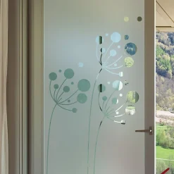 Film Fenêtre Anti Regard Occultant - FLEURS ARTISTIQUES - Stickers Autocollant Brise-Vue pour Vitre & Porte de Douche - 95X35cm-Ambiance Sticker New