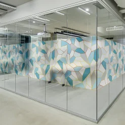 Ambiance Sticker Film Fenêtre Anti Regard Occultant - VITRAIL BLEU XL - Stickers pour Vitres & Porte de Douche - 40x200cm