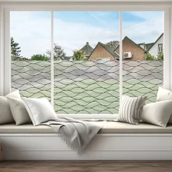 Ambiance Sticker Film Fenêtre Anti Regard Occultant - VAGUES MODERNES XL - Stickers pour Vitres & Porte de Douche - 40X200cm