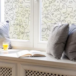 Ambiance Sticker Film Fenêtre Anti Regard Occultant - VISAGES ABSTRAIT - Stickers pour Vitres & Porte de Douche - 40x100cm