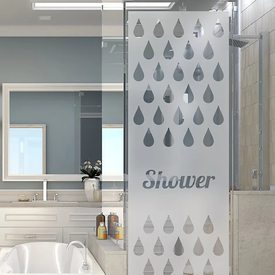 Film Fenêtre Anti Regard Occultant - SHOWER - Stickers Autocollant Brise-Vue pour Vitre & Porte de Douche - 120x35cm-Ambiance Sticker Clearance