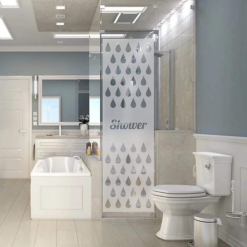 Film Fenêtre Anti Regard Occultant - SHOWER - Stickers Autocollant Brise-Vue pour Vitre & Porte de Douche - 120x35cm-Ambiance Sticker Clearance