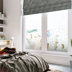 Ambiance Sticker Film Fenêtre Anti Regard Occultant - ÉLÉPHANT ET SES AMIS EN BALADE - Stickers pour Vitres & Porte de Douche - 40x100cm