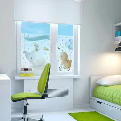 Ambiance Sticker Film Fenêtre Anti Regard Occultant - ÉLÉPHANT ET SES AMIS EN BALADE - Stickers pour Vitres & Porte de Douche - 40x100cm