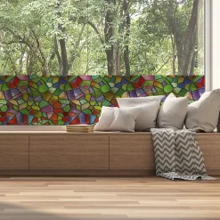 Film Fenêtre Anti Regard Occultant - VITRAIL MULTICOLOR - Stickers pour Vitres & Porte de Douche - 40x100cm-Ambiance Sticker New