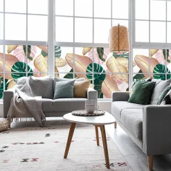 Film Fenêtre Anti Regard Occultant - FEUILLES TROPICALES - Stickers pour Vitres & Porte de Douche - 40x100cm-Ambiance Sticker Discount