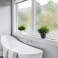 Film Fenêtre Anti Regard Occultant - ROSACES GRISES - Stickers pour Vitres & Porte de Douche - 40x100cm-Ambiance Sticker