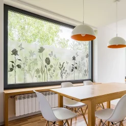 Ambiance Sticker Film Fenêtre Anti Regard Occultant - FLEURS CHAMPÊTRE LONG - Stickers pour Vitres & Porte de Douche - 40X200cm