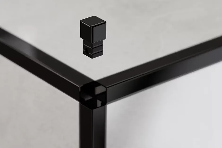 Finition angulaire PQ en acier inoxydable pour profils Noir poli - 10 mm x 10 mm-Ilcom New