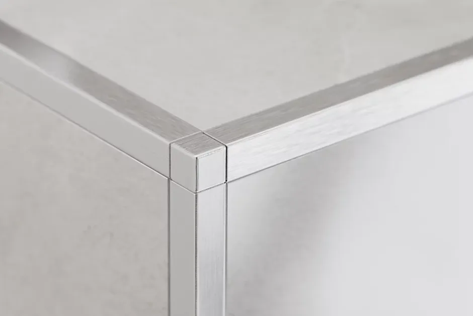 Ilcom Finition angulaire rectifiée PQS en acier inoxydable pour profils ArgentSatiné - 10 mm x 10 mm